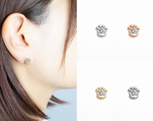 【N.E.K.O. 】猫の肉球モチーフ ピアス(0.08ct)