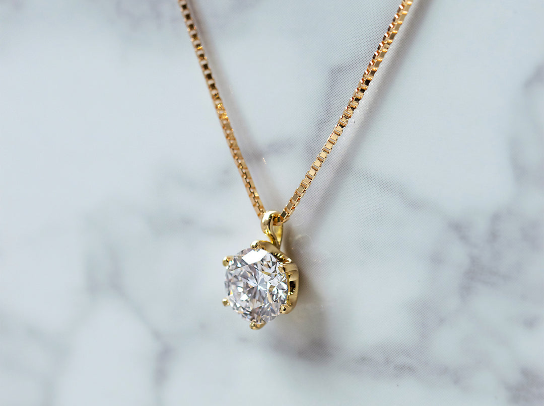 ラボグロウンダイヤモンド K18YGネックレス/1.02ct/E/VS1-3EX
