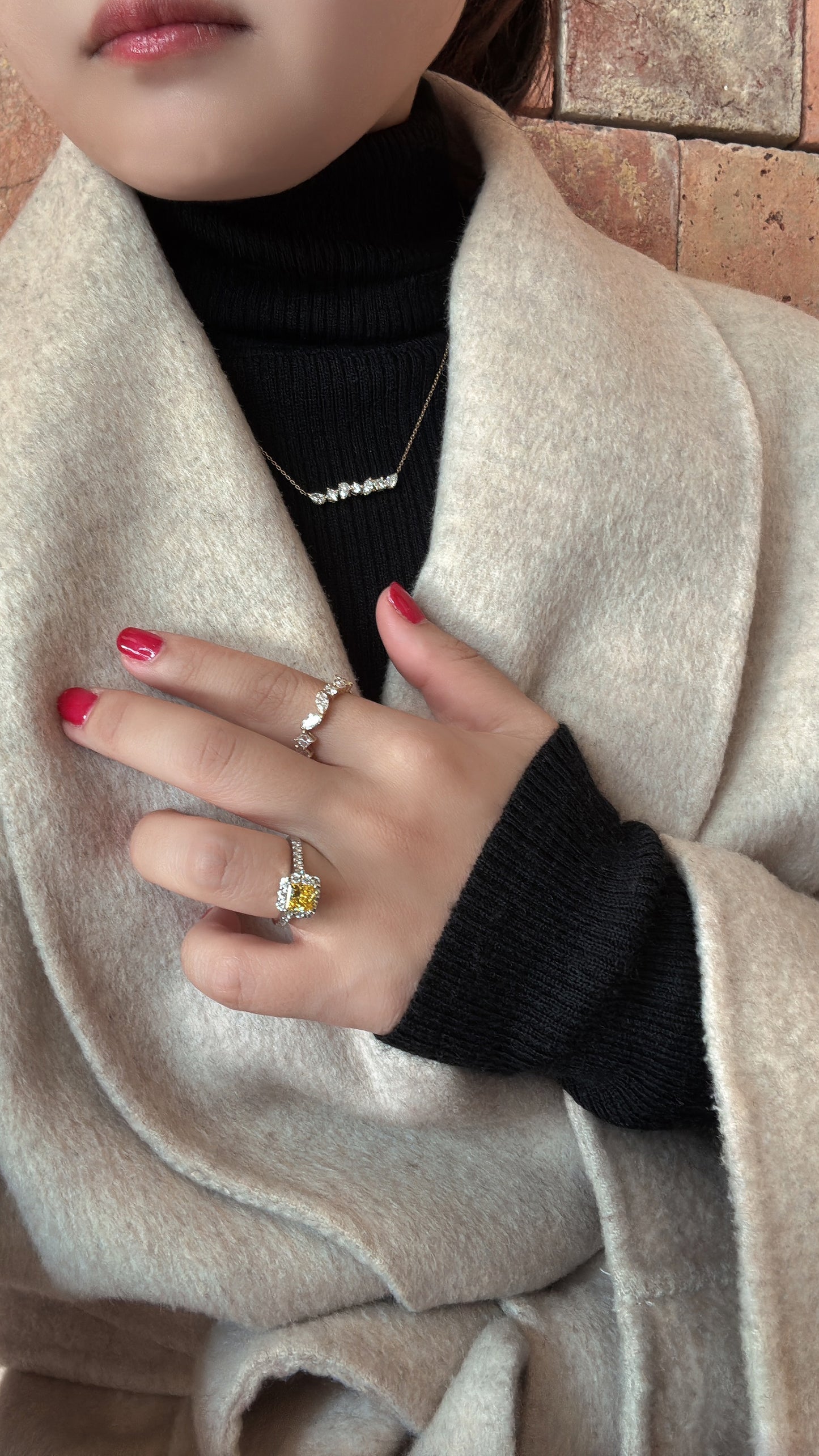 ミックスカットダイヤモンドイエローゴールドリング