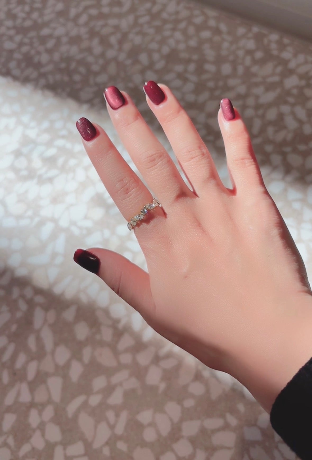 ミックスカットダイヤモンド ７石イエローゴールドリング