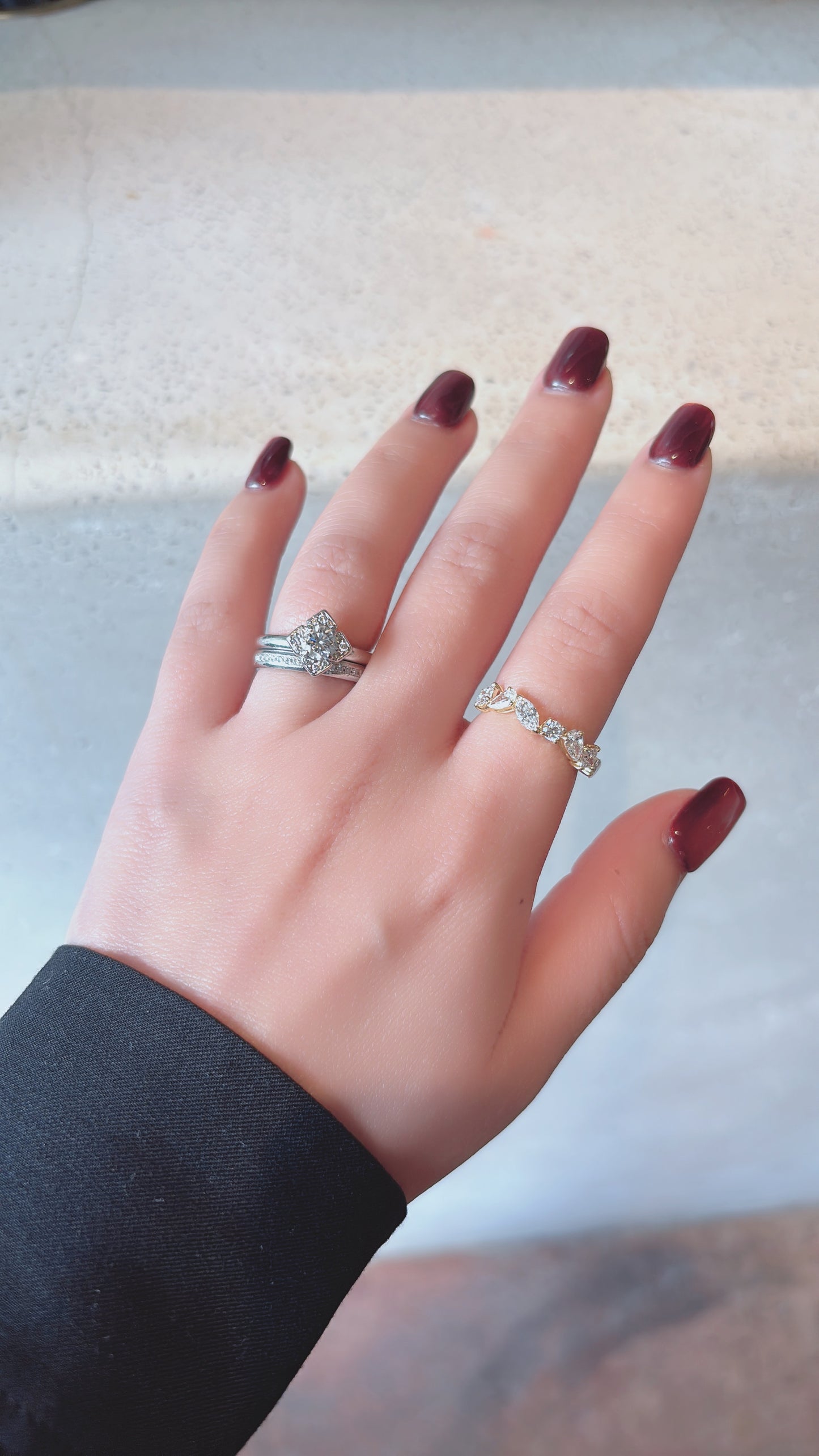 ミックスカットダイヤモンド ７石イエローゴールドリング