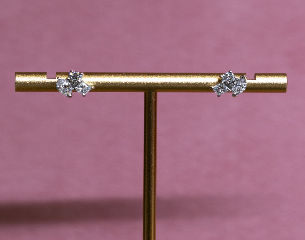 ミックスカットダイヤモンドプラチナピアス(round)