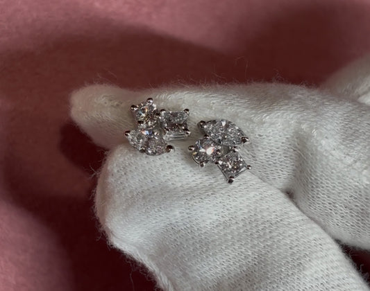 ミックスカットダイヤモンドプラチナピアス(round)