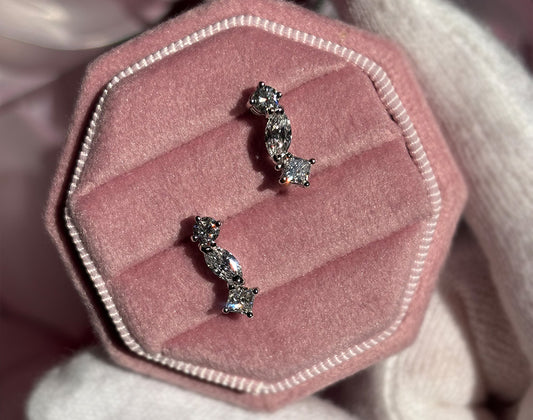 【オンライン限定】ミックスカットダイヤモンドプラチナピアス (straight)