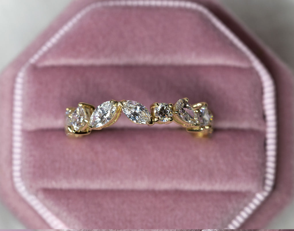 ミックスカットダイヤモンドイエローゴールドリング